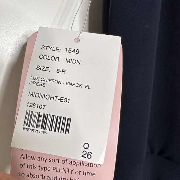 NWT After Six Chiffon Maxi Gown Women's Sleeveless V-Neck Navy Size 8 R - Picture 6 of 6